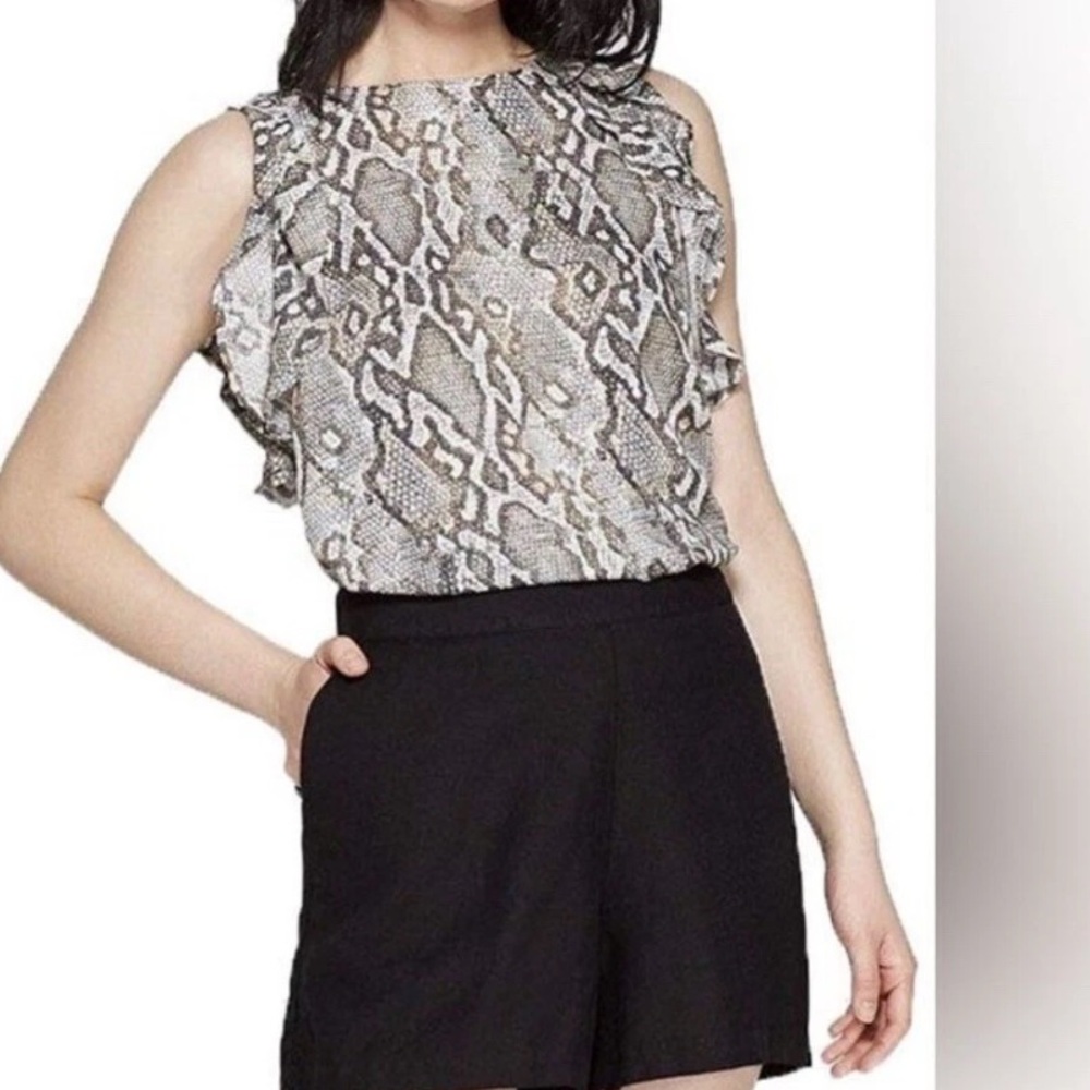🛍️Ruffle Snakeskin Sleeve Tank Top Rayon L